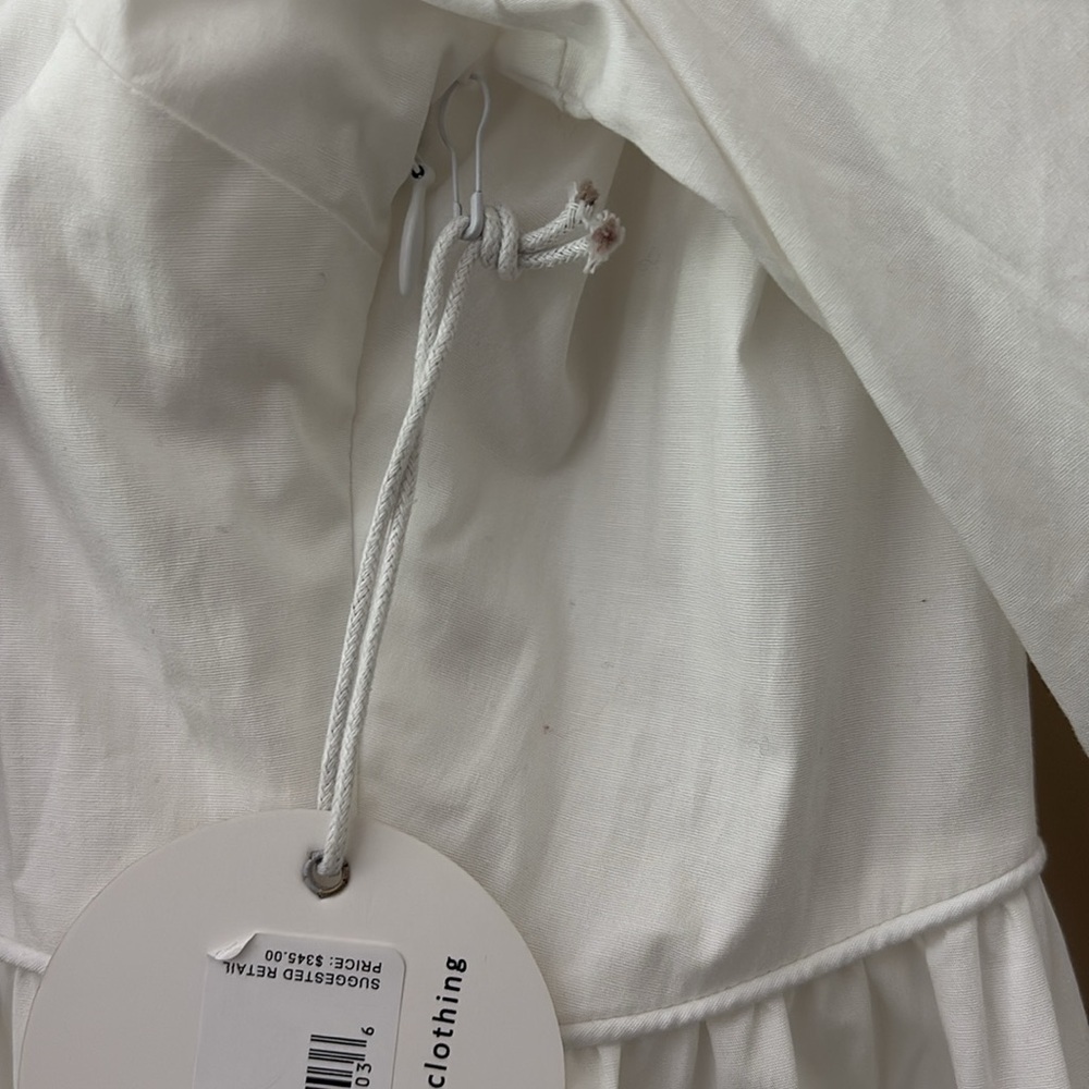 New STAUD Demi Dress White Tiered Maxi Cotton 3/4 Sleeves Size S - Picture 13 of 16